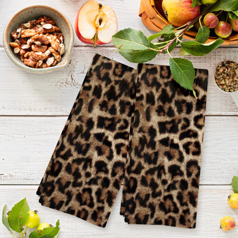 BitKAM toalla leopardo baño, textura suave, ideal para secar manos tras la ducha.