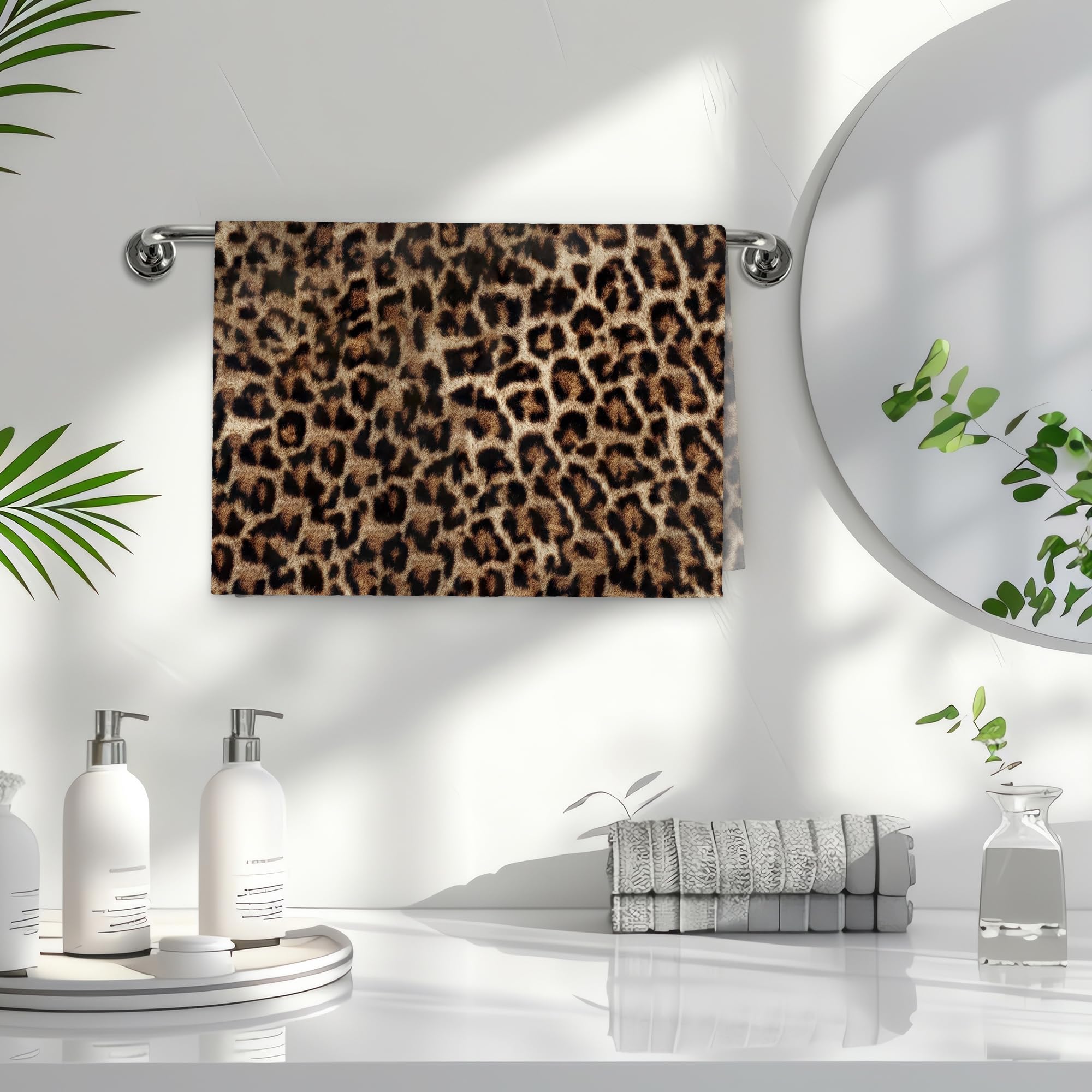 BitKAM toalla leopardo cocina, textura suave, ideal para secar manos y mantener superficies limpias.