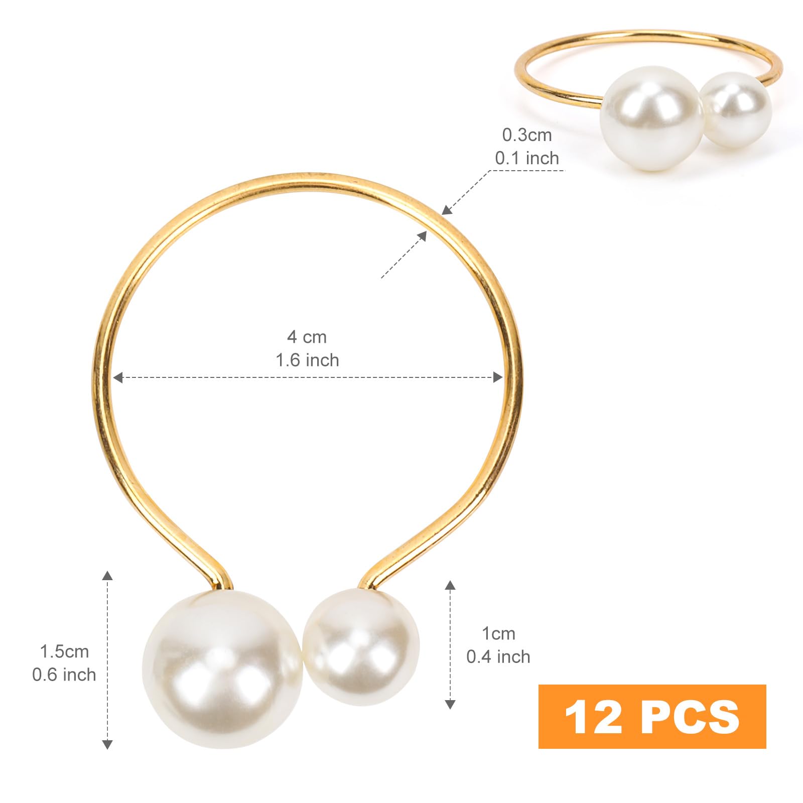 Bituinra anillos perlados para servilleta, detalle de perlas para eventos.