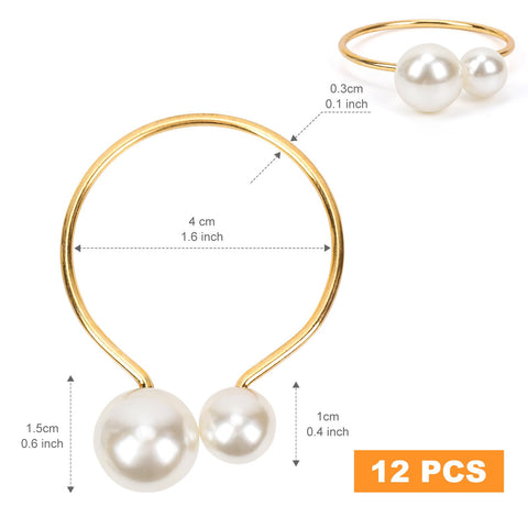 Bituinra anillos perlados para servilleta, detalle de perlas para eventos.