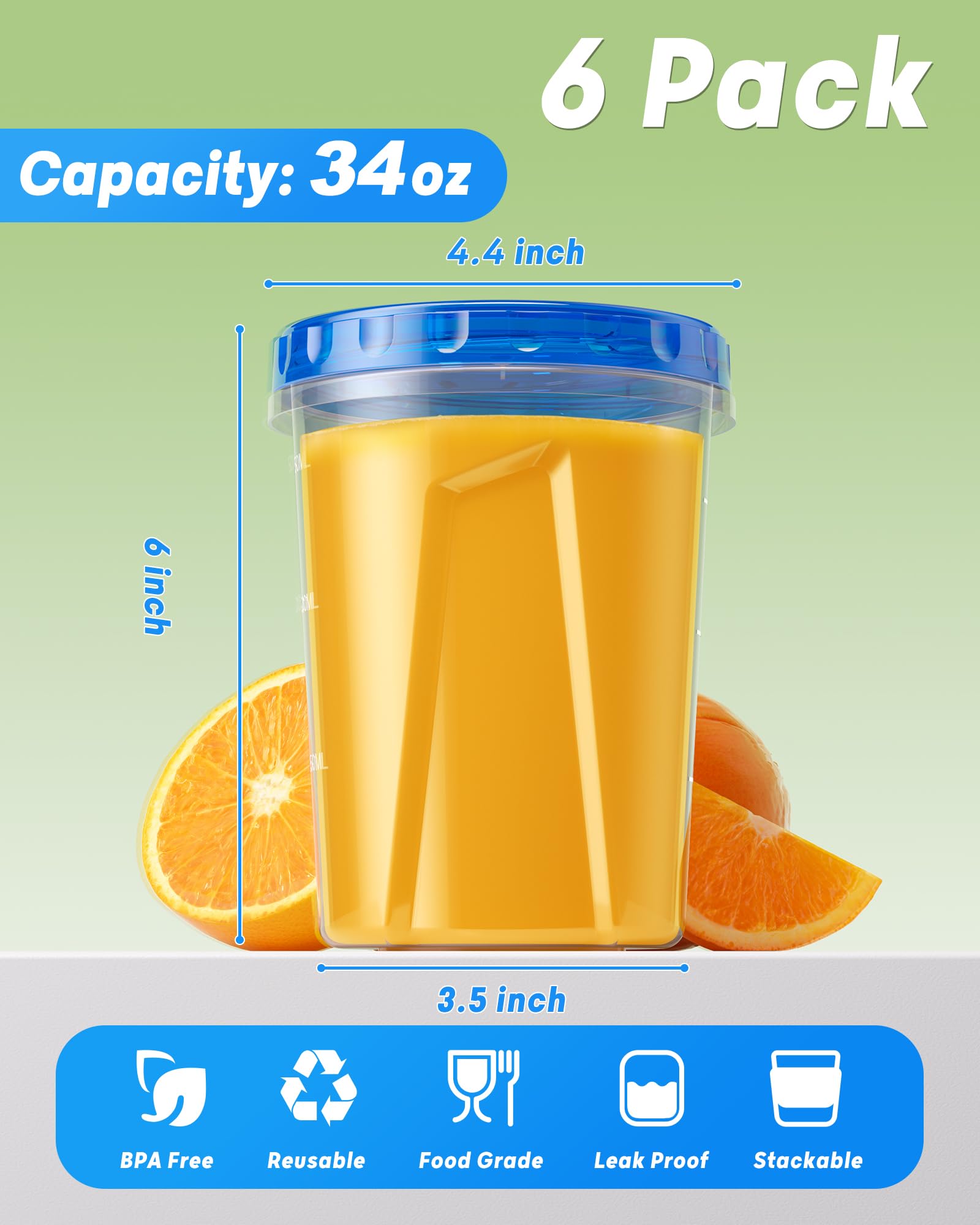 BiuLeon contenedores para sopas 34oz aptos para refrigerar.