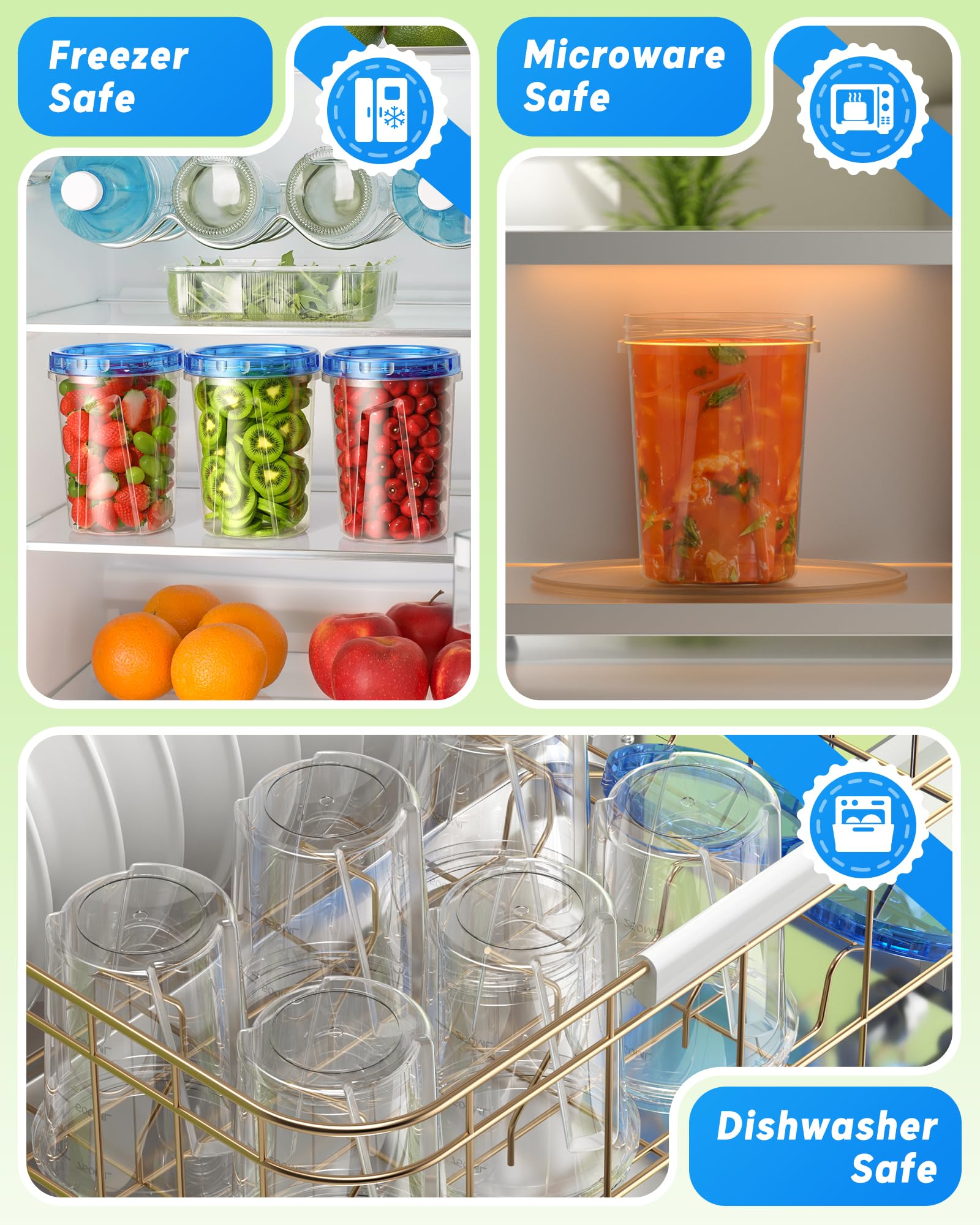 BiuLeon diseño apilable para nevera 34oz ahorro de espacio.