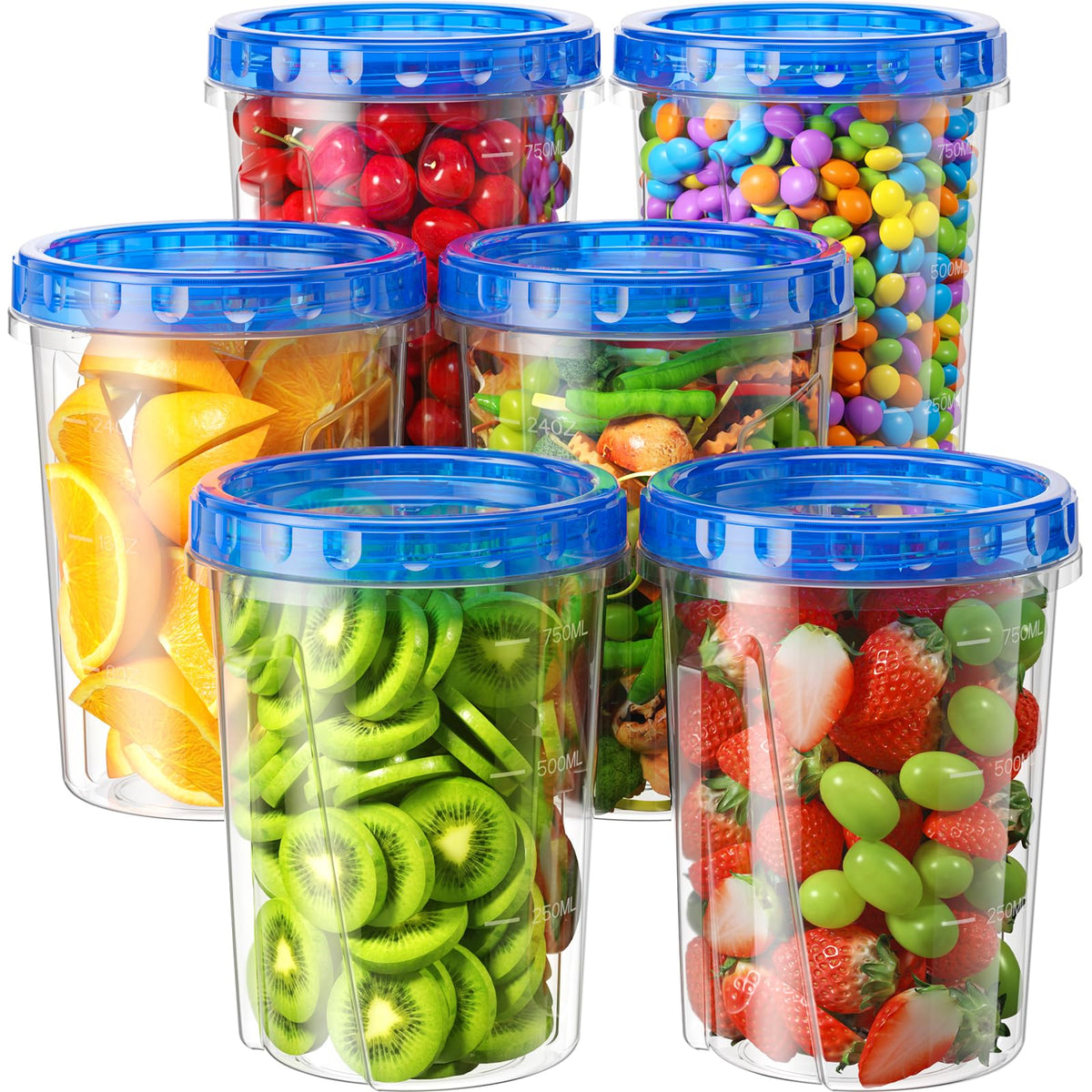 BiuLeon seis-pack contenedores almacenamiento 34oz, ideal para porciones y frescura.
