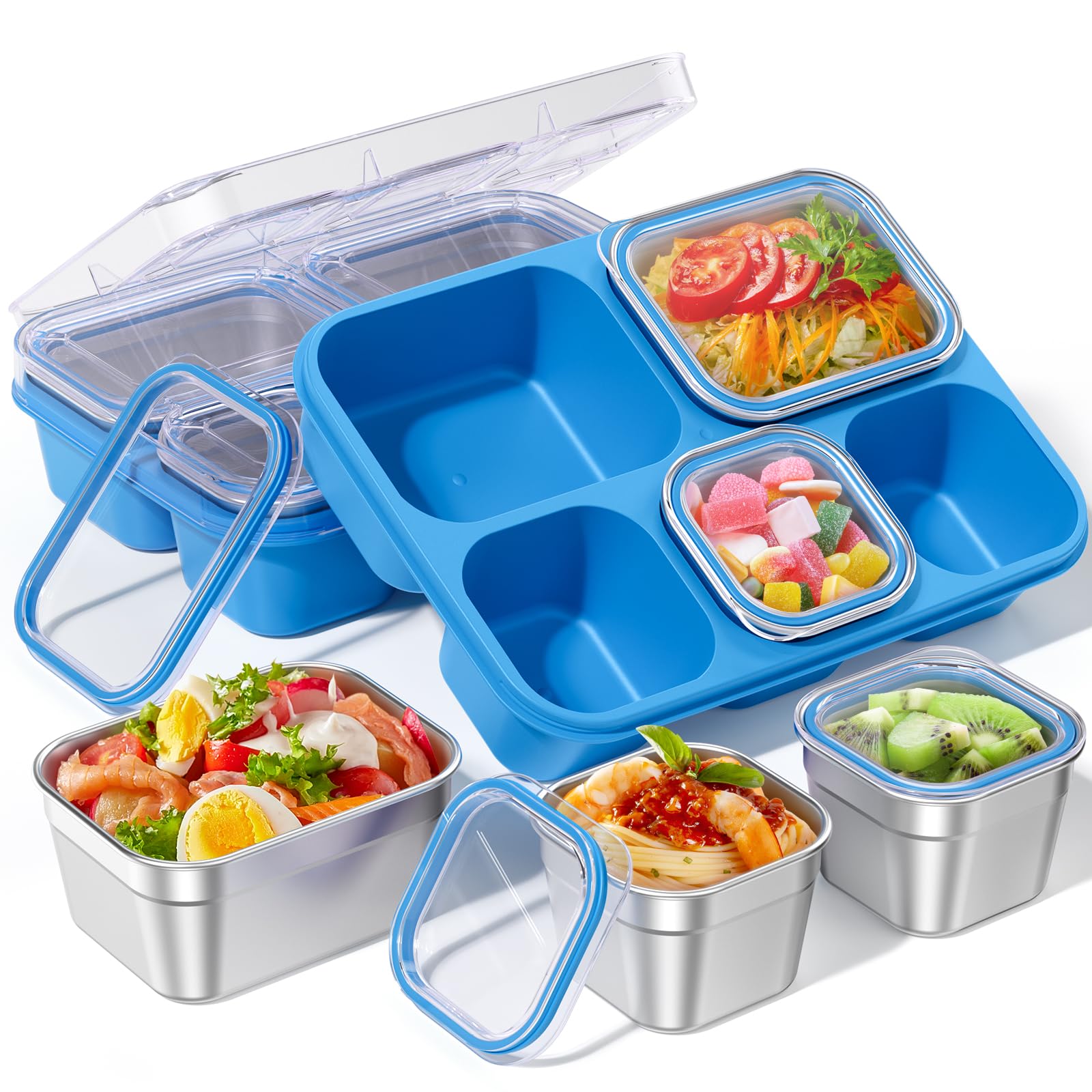 BiuLeon Snackle Box con 5 compartimentos para snacks, ideal para almuerzos escolares