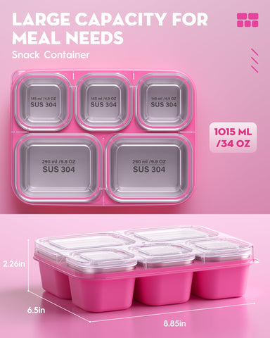 BiuLeon Snackle con tapa transparente en rosa para ver la comida