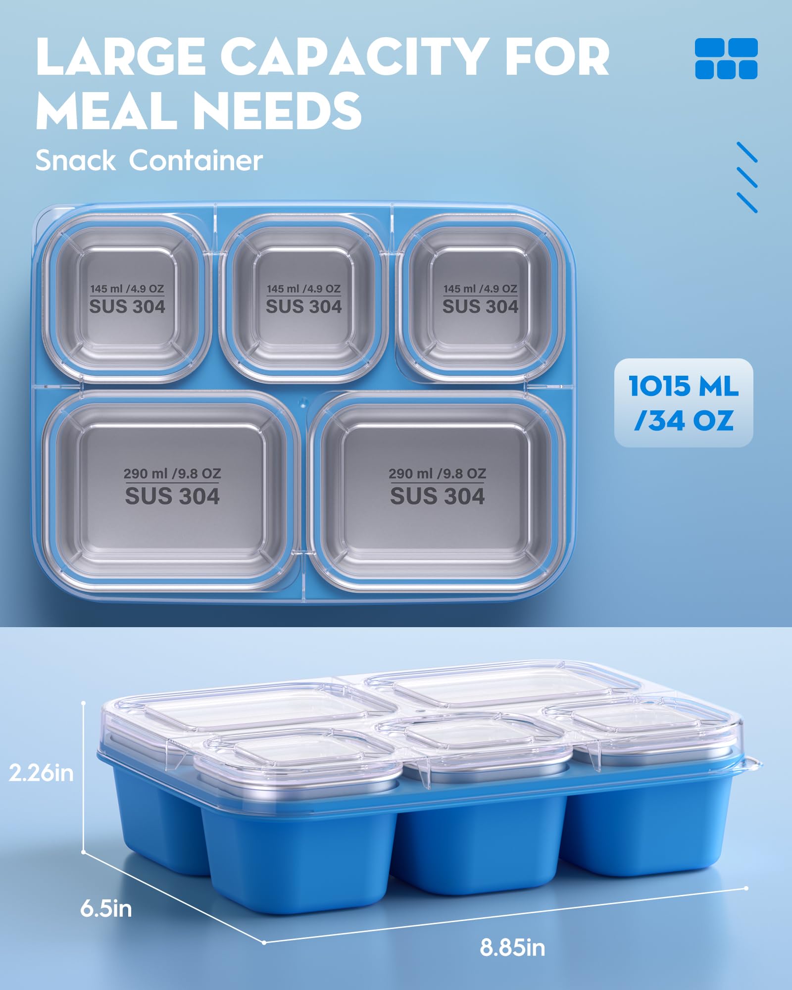 BiuLeon Snackle Box, tapa transparente para ver contenidos fácilmente