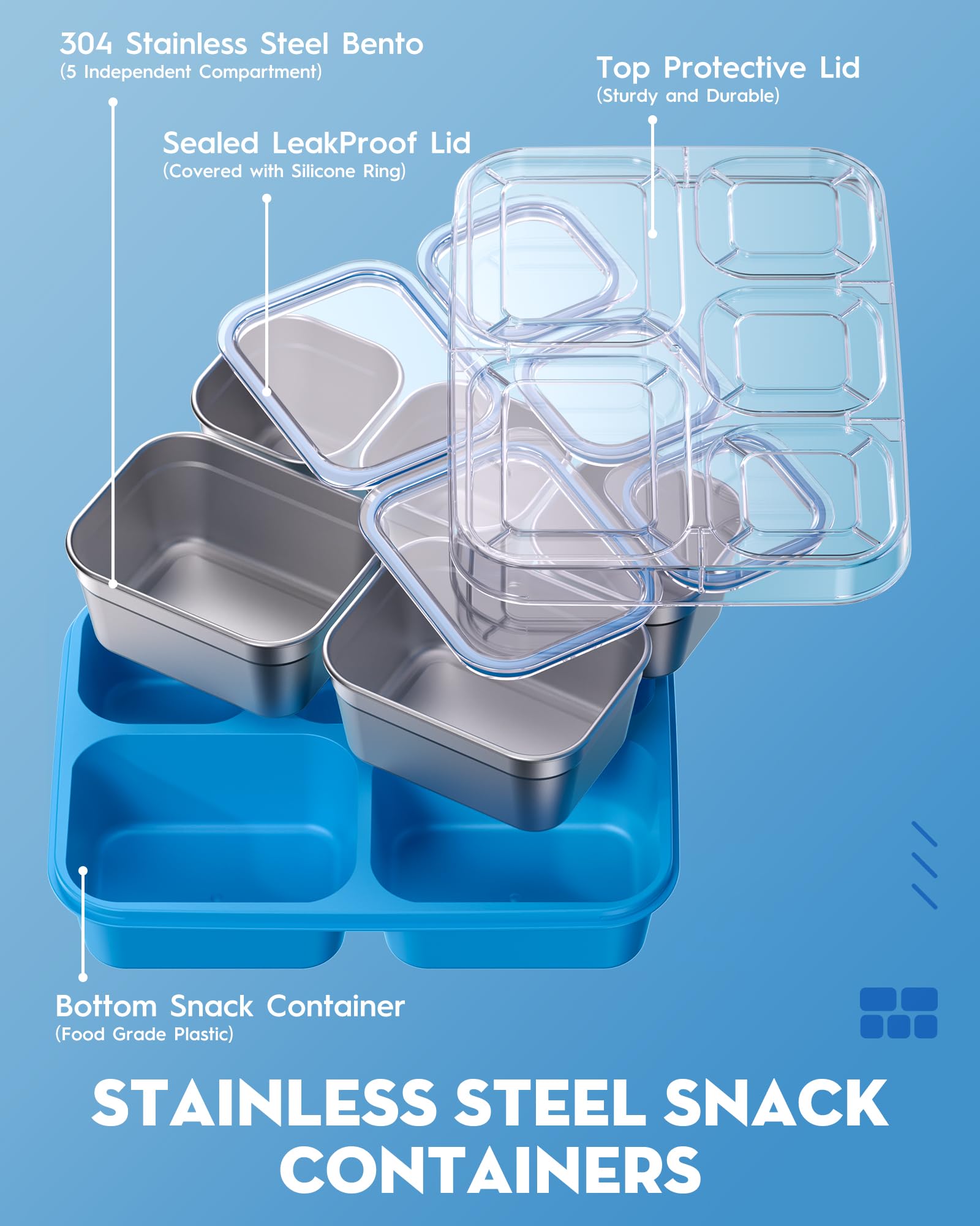 BiuLeon Snackle Box: diseño portátil para picnic o escuela, porciones ordenadas