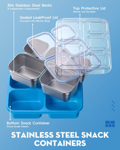 BiuLeon Snackle Box: diseño portátil para picnic o escuela, porciones ordenadas