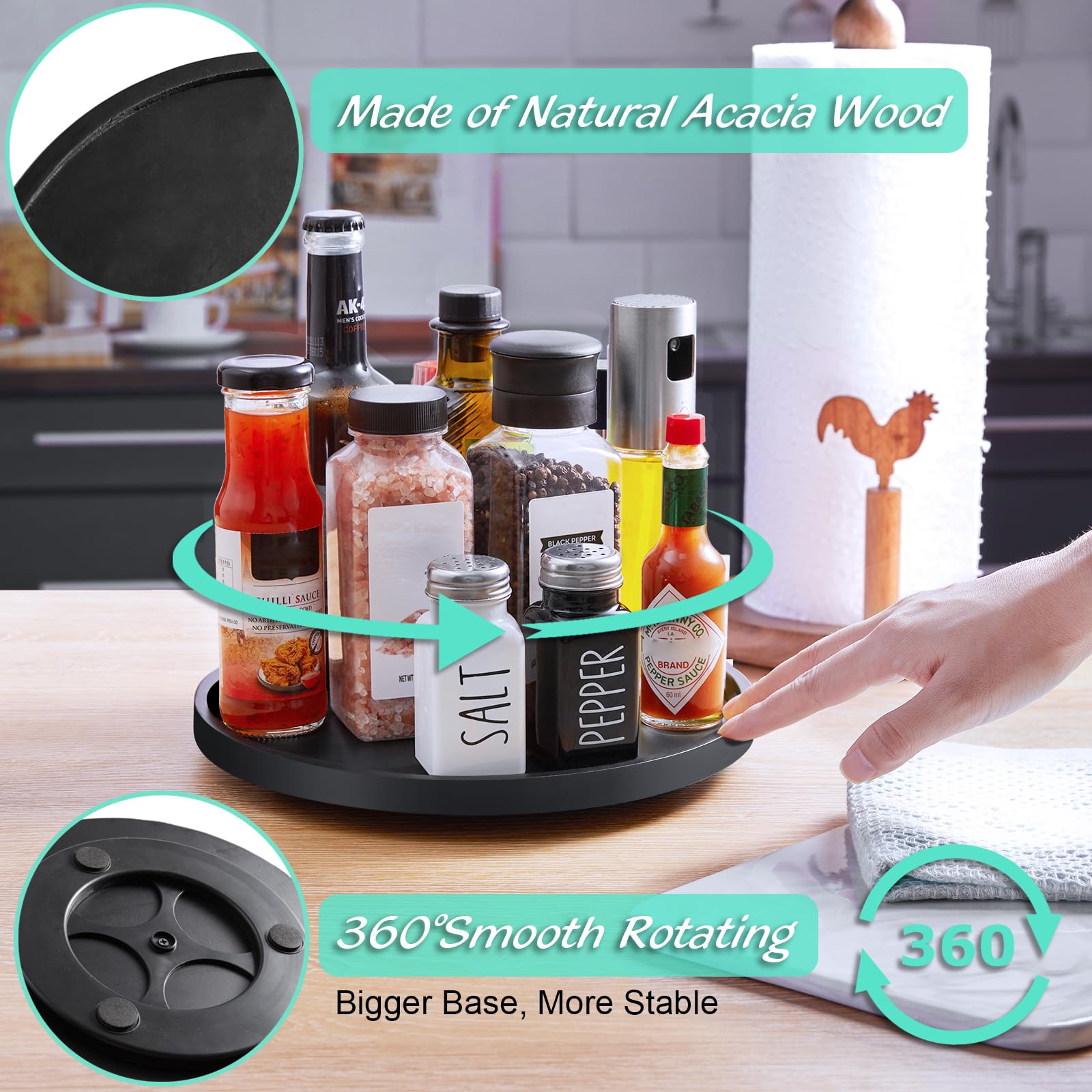 Bivvclaz organizador giratorio para cocina, facilita ver y alcanzar condimentos.