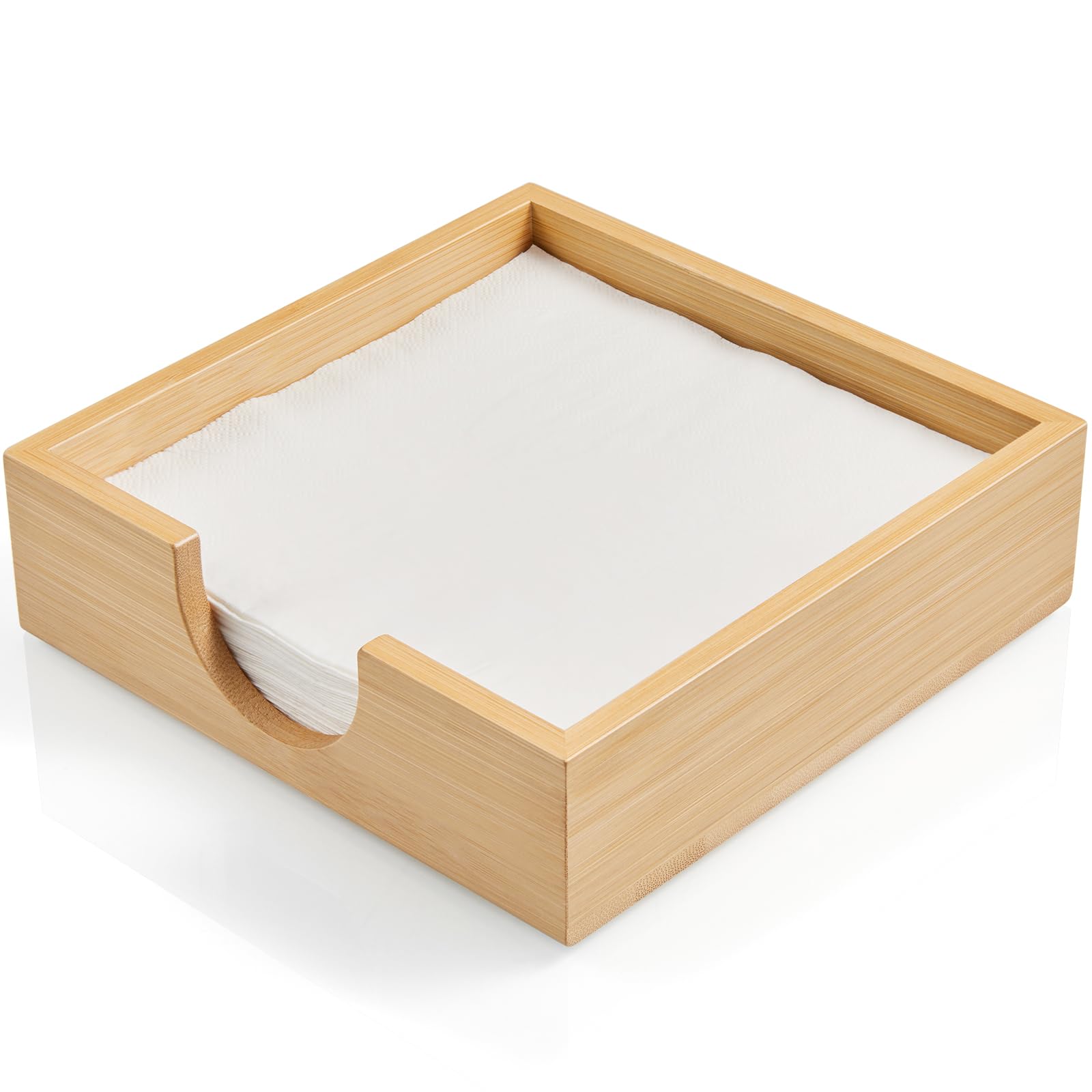 Bivvclaz porta-servilletas de bambú para mesa, acceso sencillo a una servilleta.