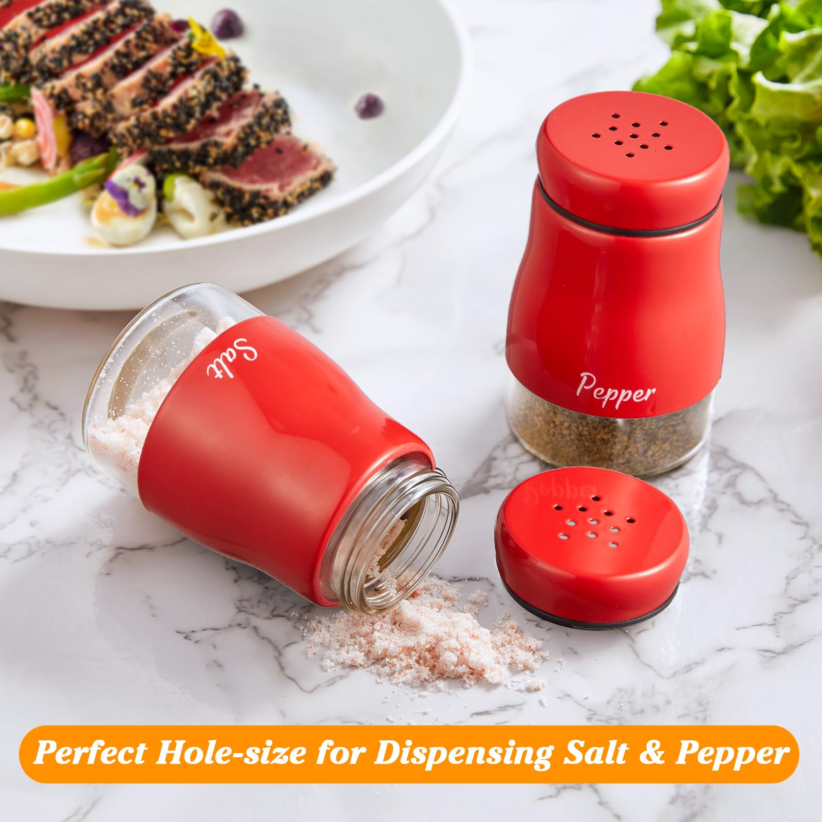 Bivvclaz Salero-Pimentero Rojo en cocina, añade carácter vintage.