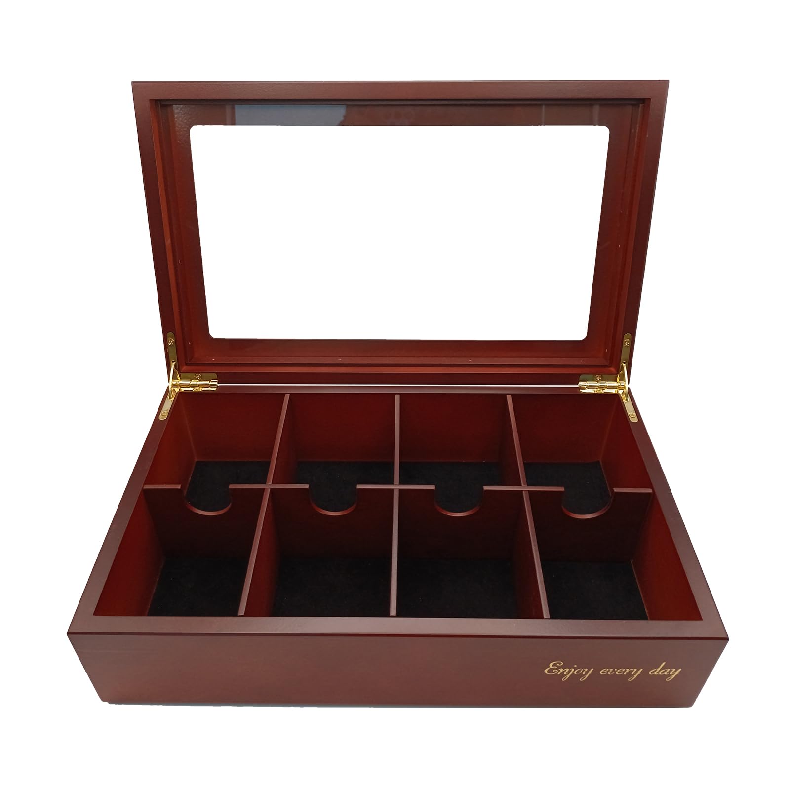 BJL Tea Box con 8 compartimentos y ventana para selección rápida de té