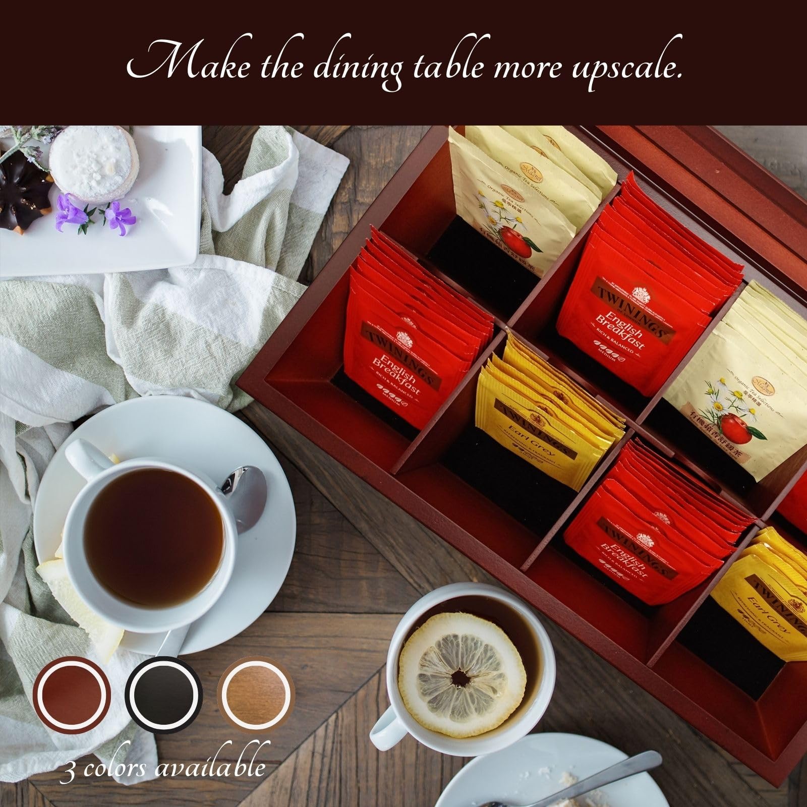 BJL Tea Box dimensiones compactas para armario o estante