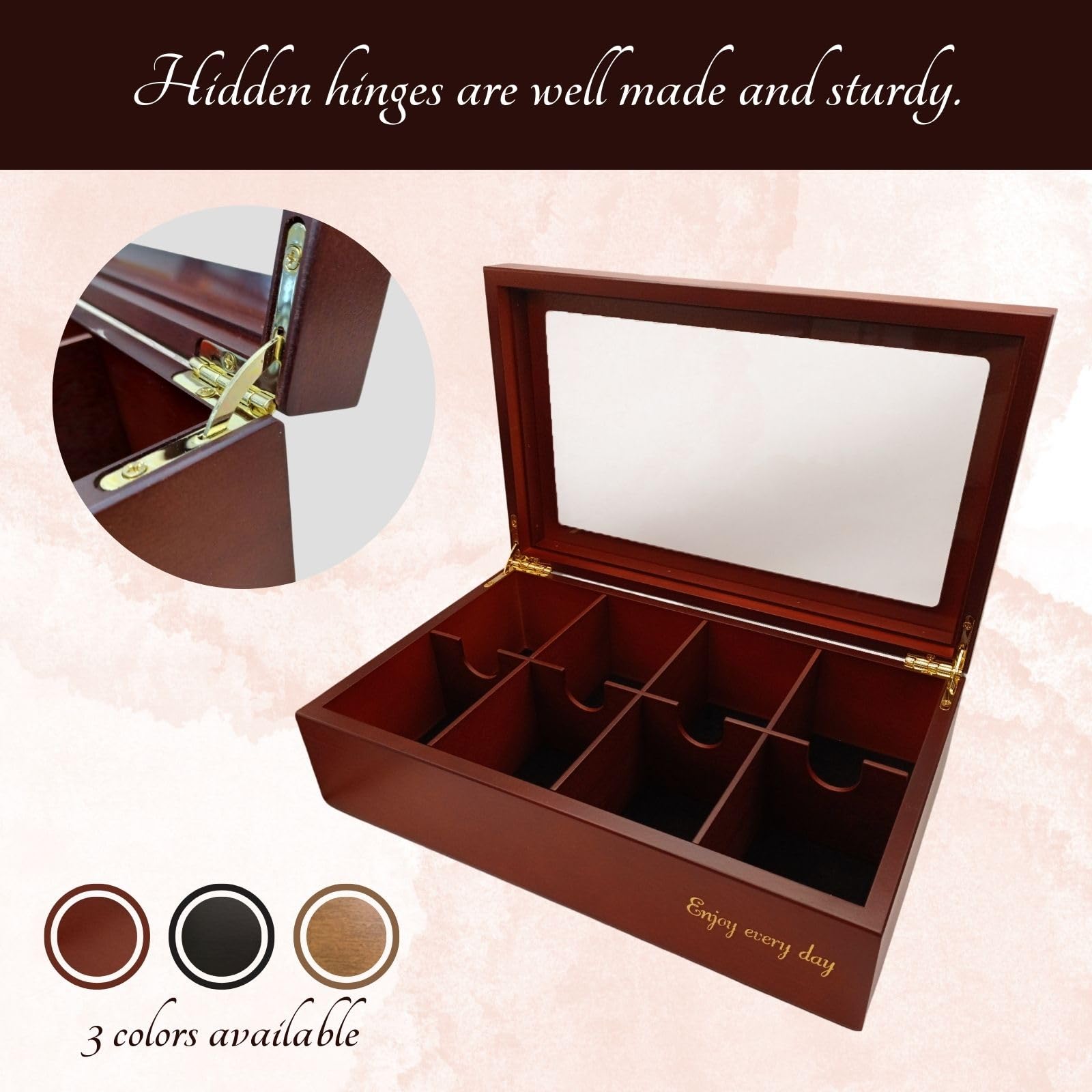 BJL Tea Box exterior con franela antirrasguños para muebles
