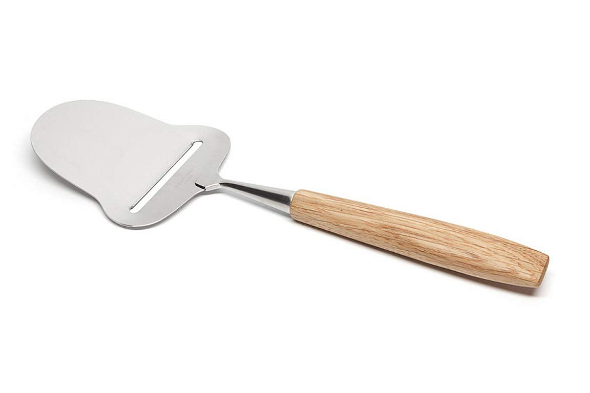 Bjorklund cortador de queso en acero inoxidable con mango de madera para láminas finas.