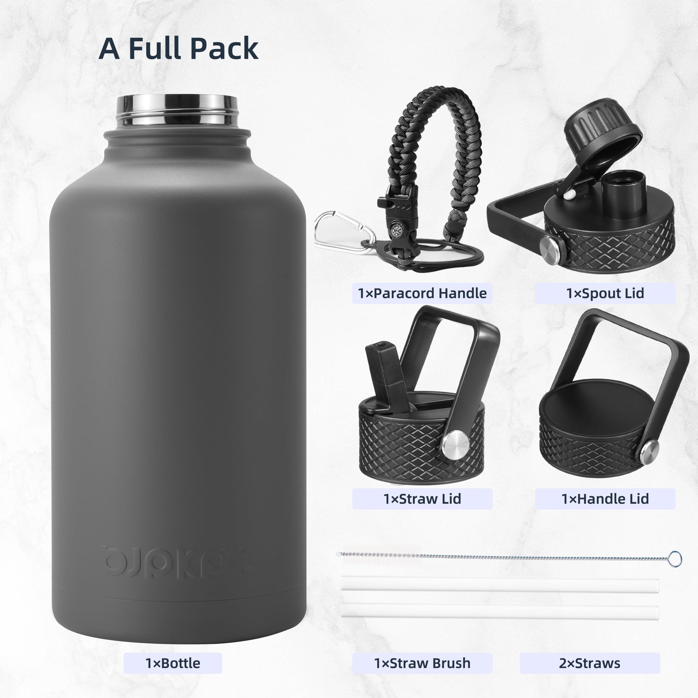 BJPKPK botella 64oz en acero inoxidable 18-8, sin transferencia de sabor.