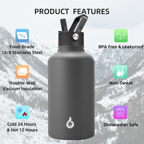 BJPKPK botella 64oz con asa paracord, fácil de transportar al aire libre.