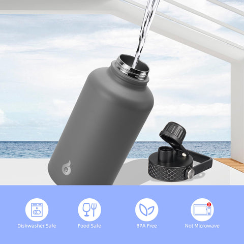 BJPKPK botella 64oz libre de BPA para beber de forma segura.