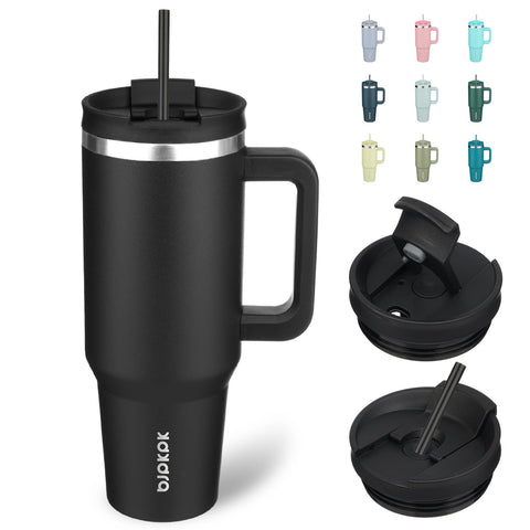 Taza BJPKPK termica 40oz con asa ergonomica de acero inoxidable para un agarre cómodo.