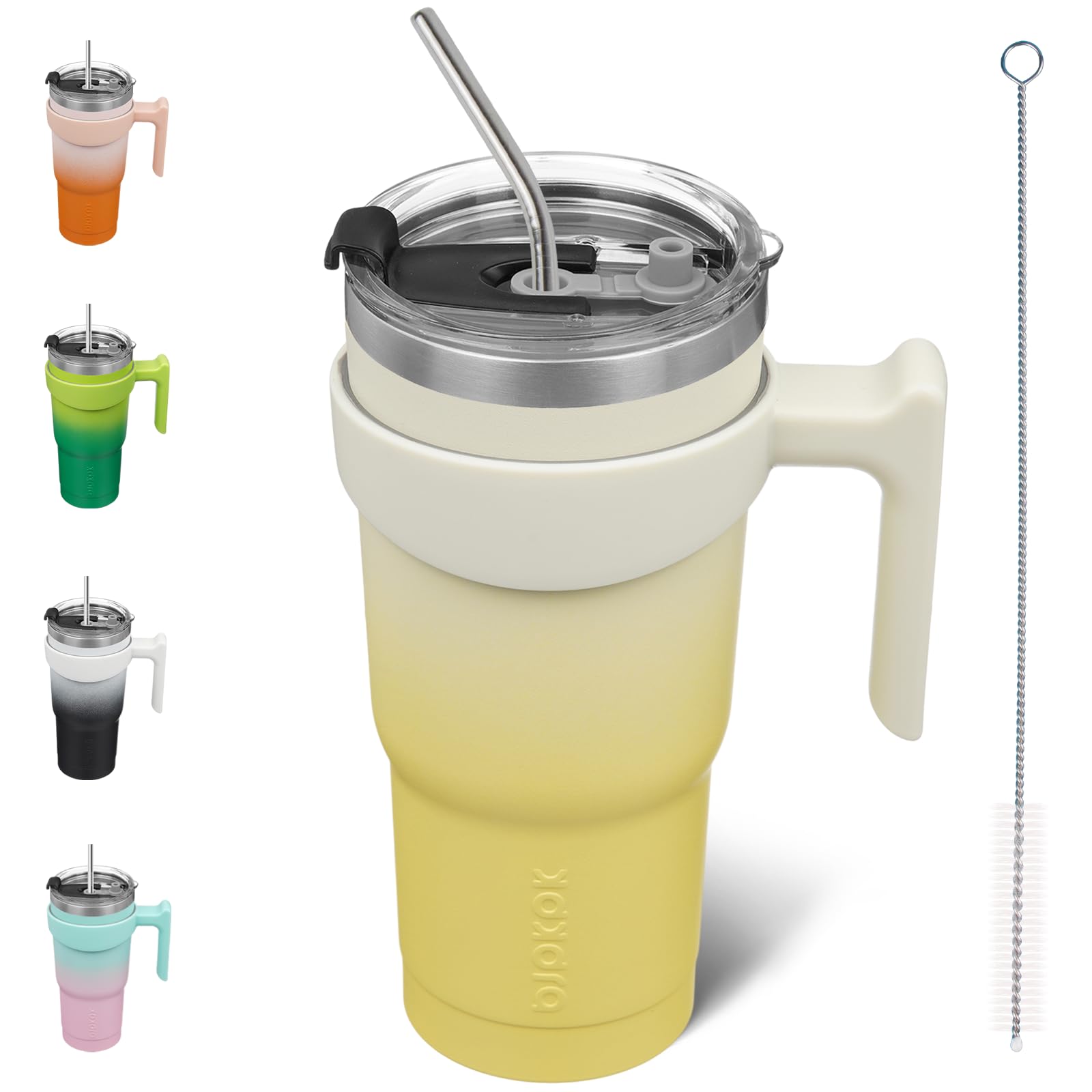 BJPKPK Tumbler con asa y pajilla mantiene bebidas a temperatura ideal durante viajes
