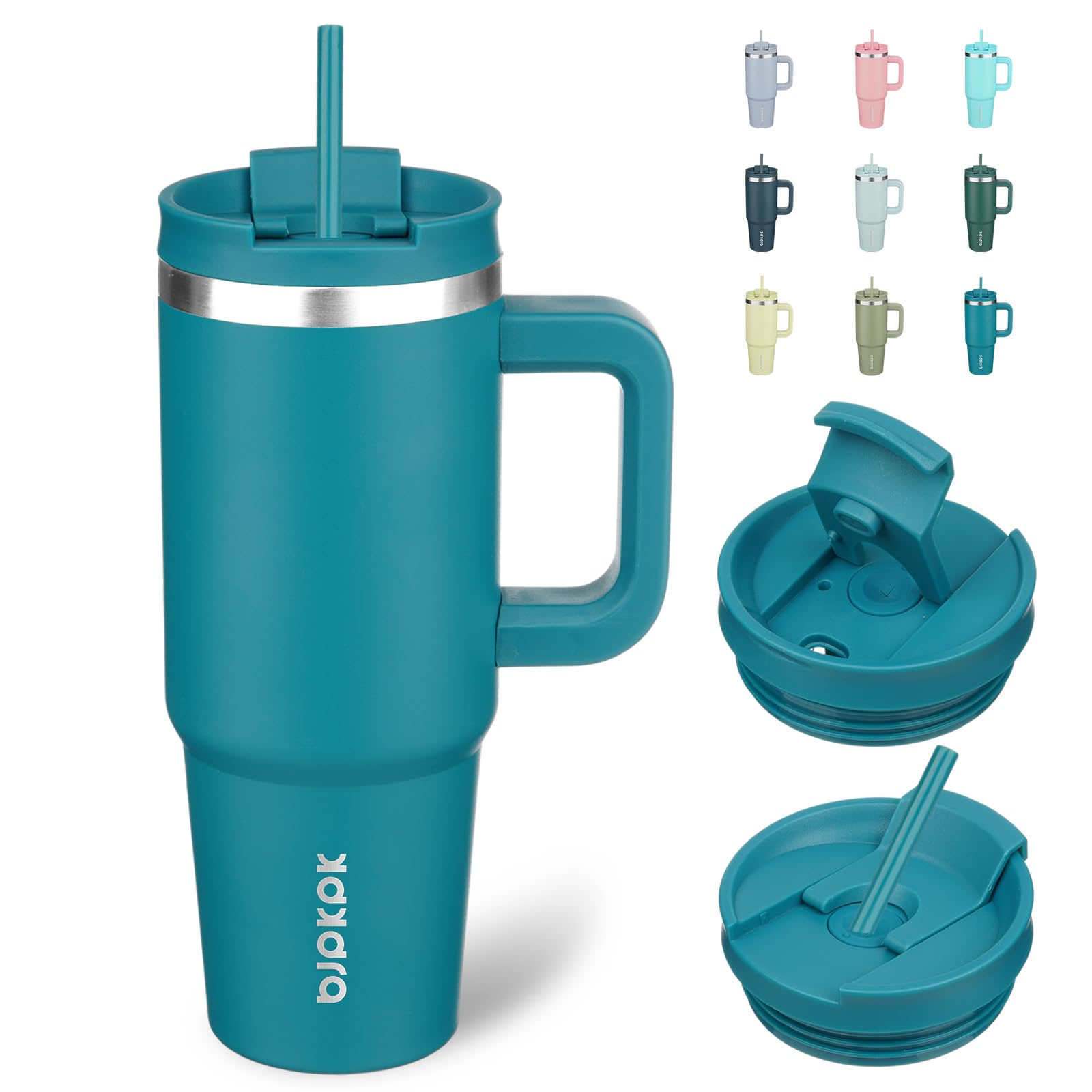BJPKPK vaso térmico 30oz con tapa y pajilla, ideal para mantener bebidas frías.