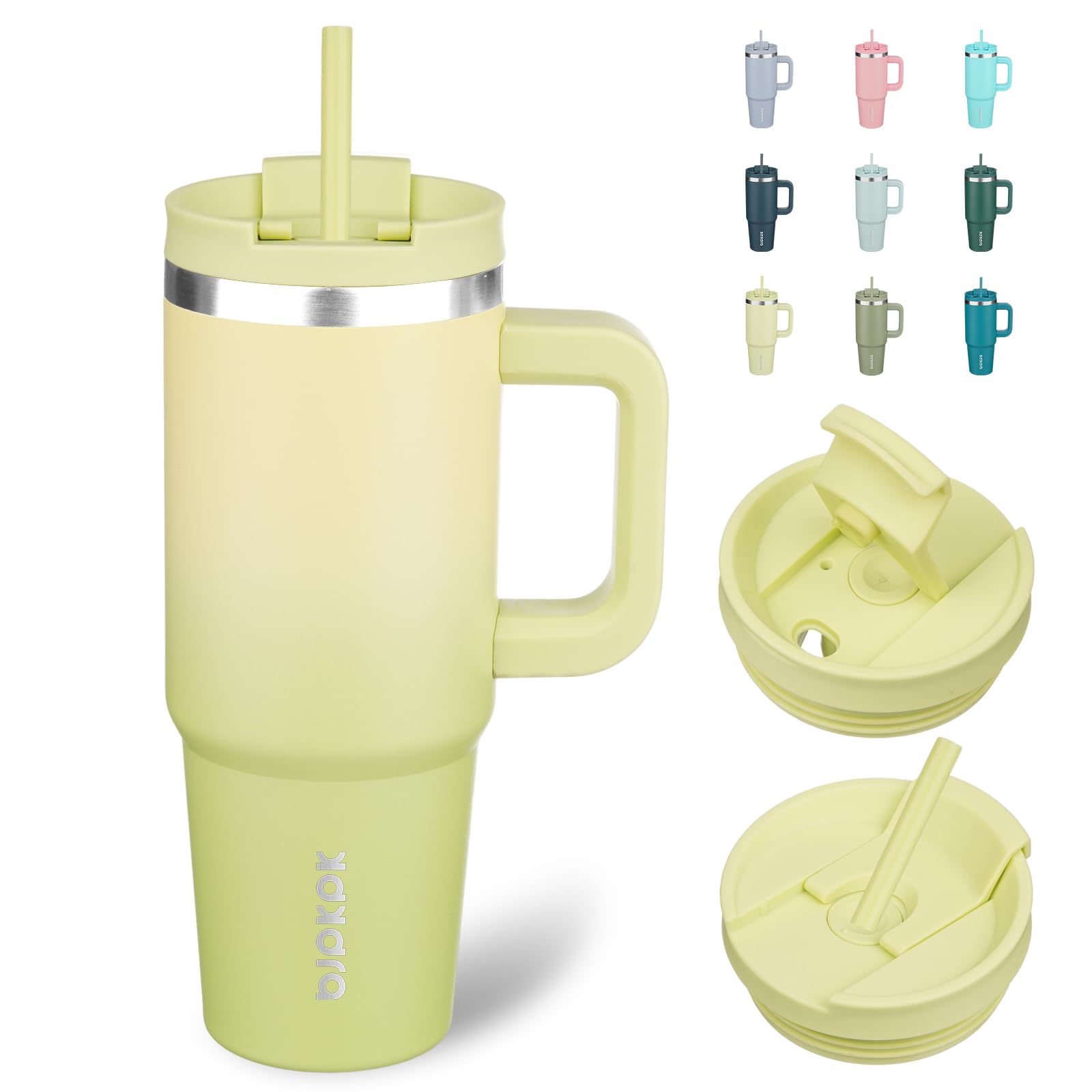 BJPKPK 30oz tumbler con asa, agarre ergonómico para viaje diario.