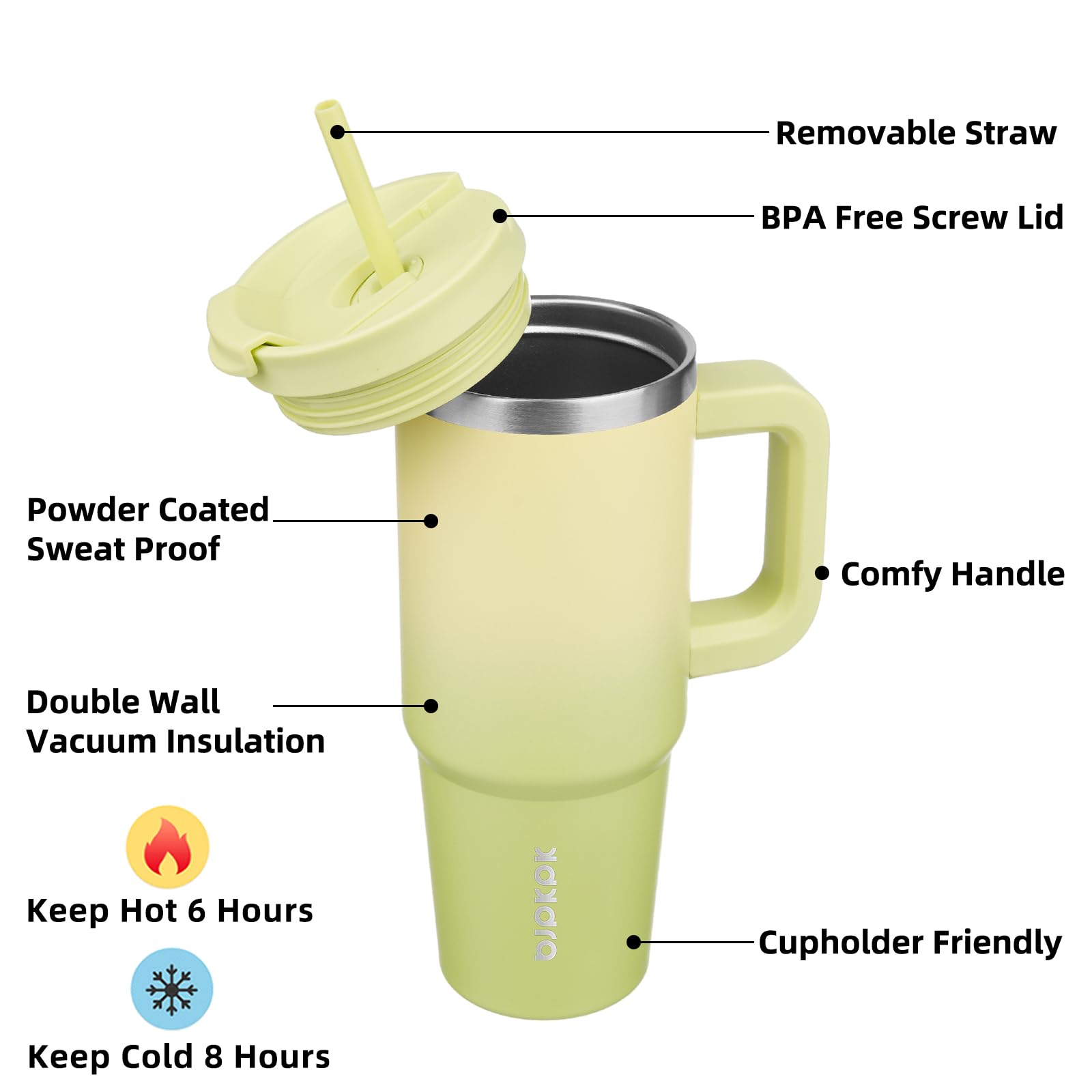 BJPKPK 30oz tumbler con tapa y pajilla, bebida cómoda en movimiento.