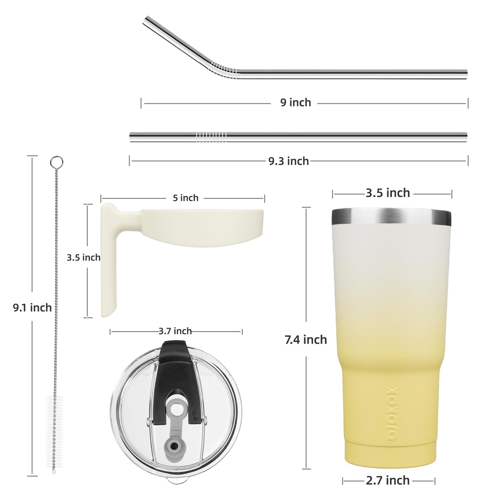 BJPKPK Tumbler con asa removible y pajilla cómodo para coche y exterior