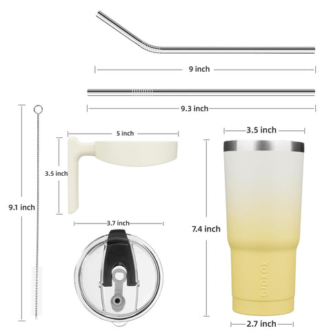 BJPKPK Tumbler con asa removible y pajilla cómodo para coche y exterior