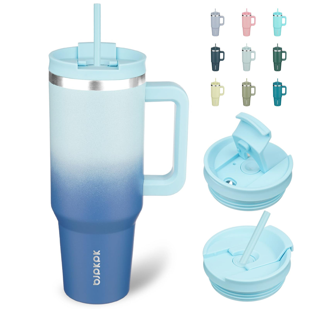 BJPKPK Tumbler con mango ergonómico azul cielo para hidratación cómoda durante el día