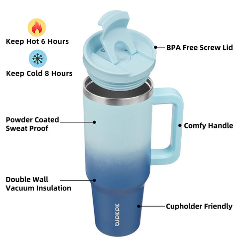 BJPKPK Tumbler con tapa rosca para beber y evitar derrames