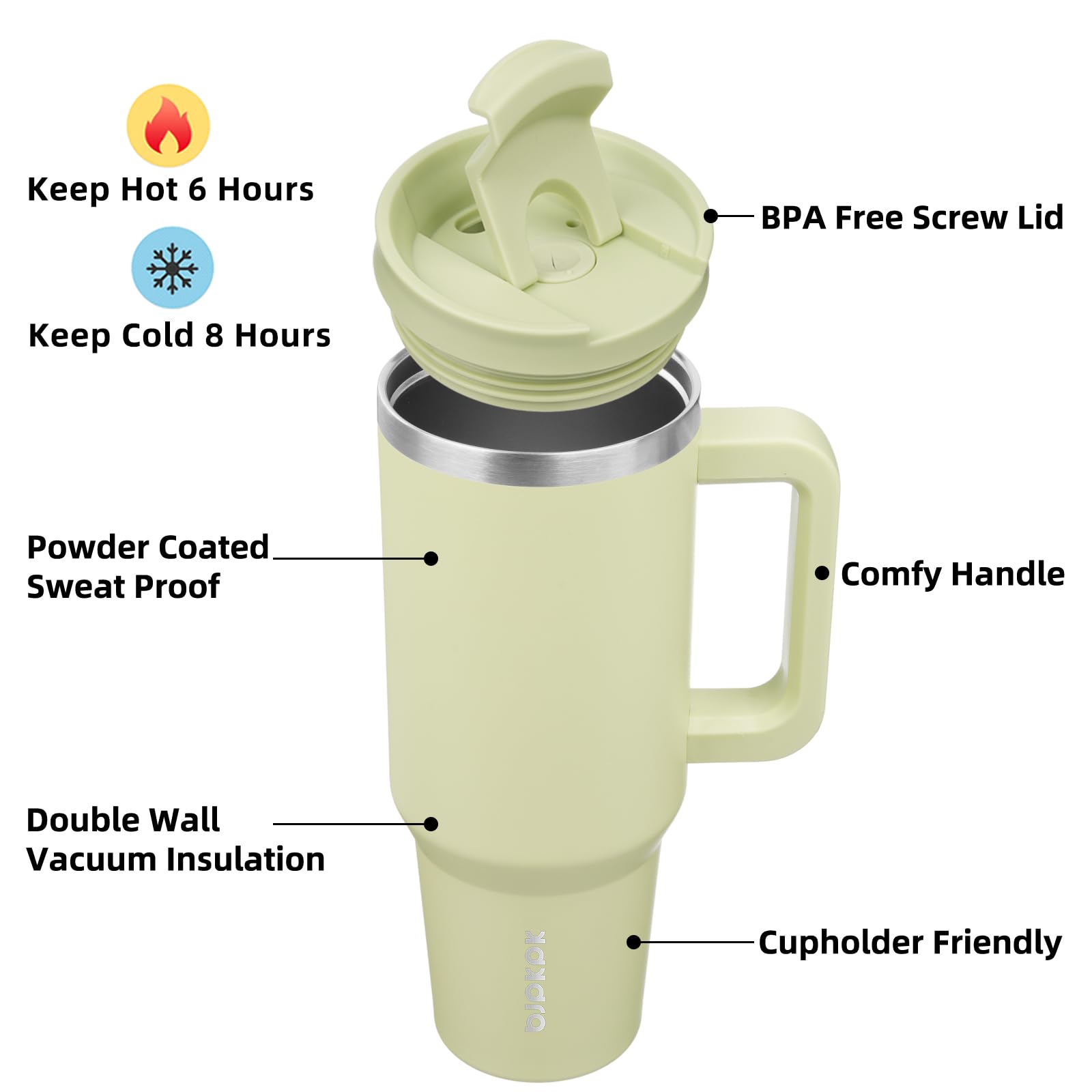 BJPKPK vaso termico con tapa y pajilla, ideal para bebidas calientes o frias