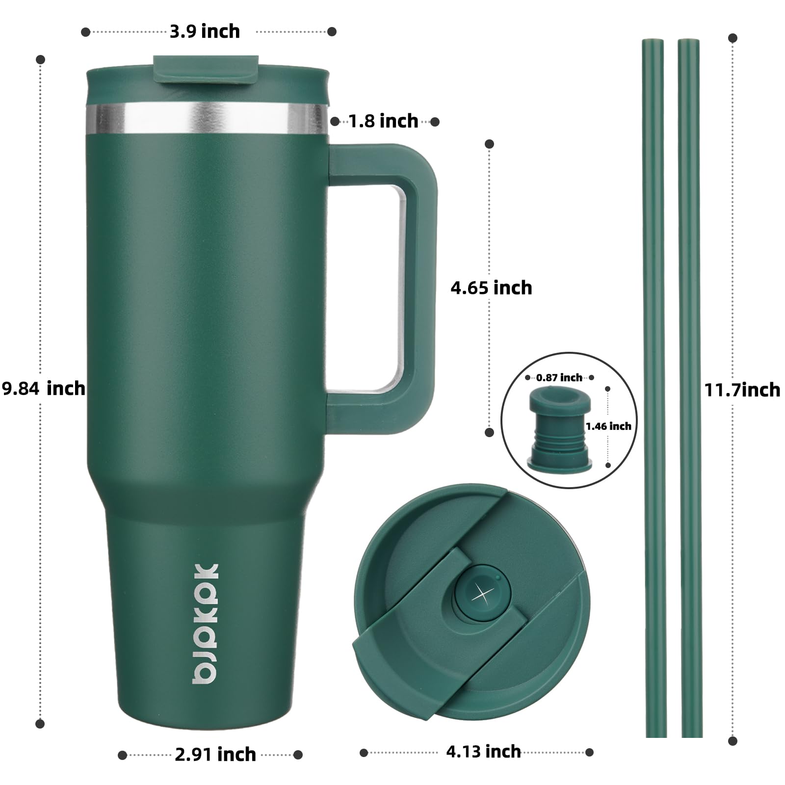 BJPKPK vaso termico 40oz tapa rosca 2 en 1 para bebidas calientes y frías