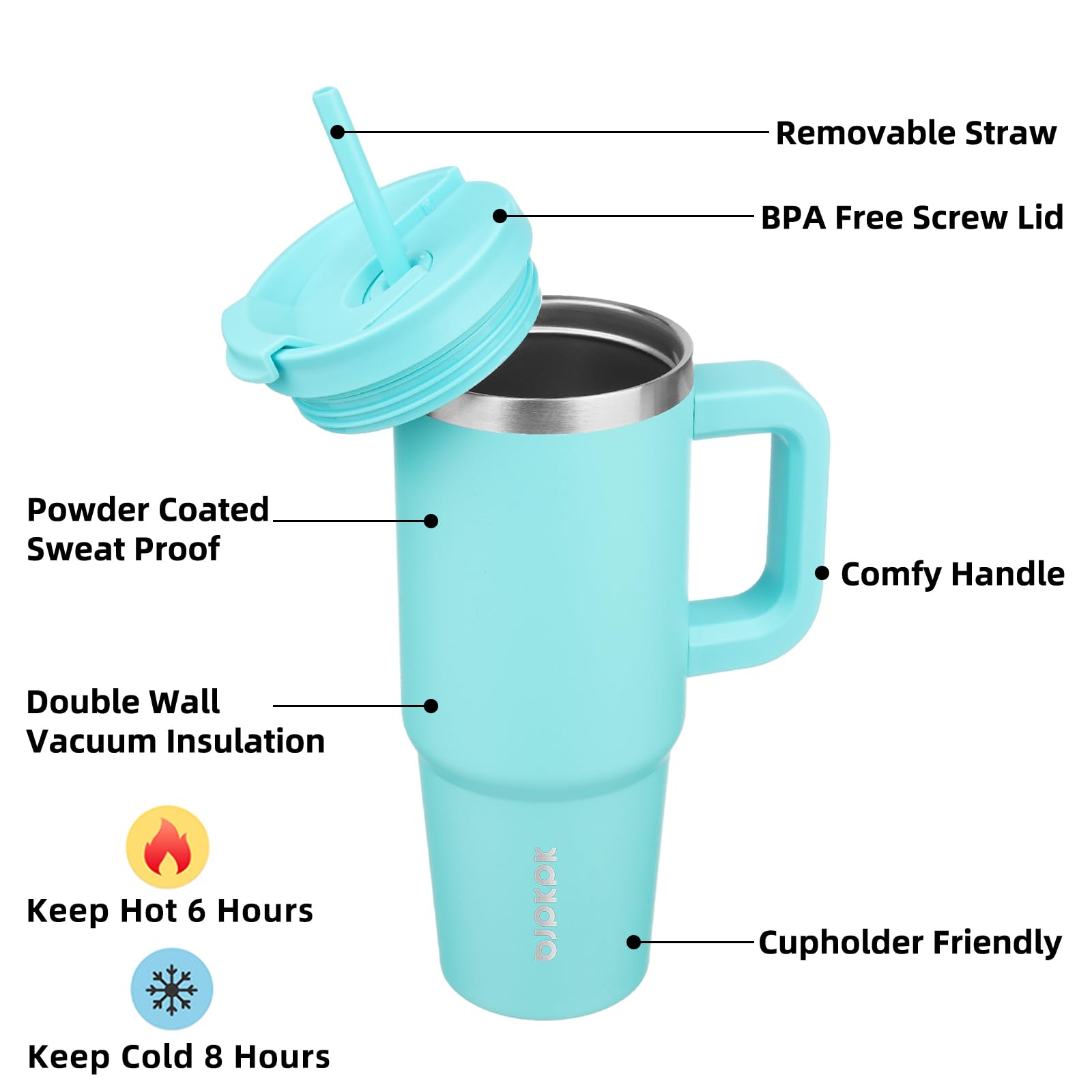 Vaso térmico BJPKPK con mango ergonómico, cómodo para uso diario en casa o en la oficina.