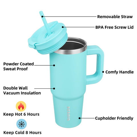 Vaso térmico BJPKPK con mango ergonómico, cómodo para uso diario en casa o en la oficina.