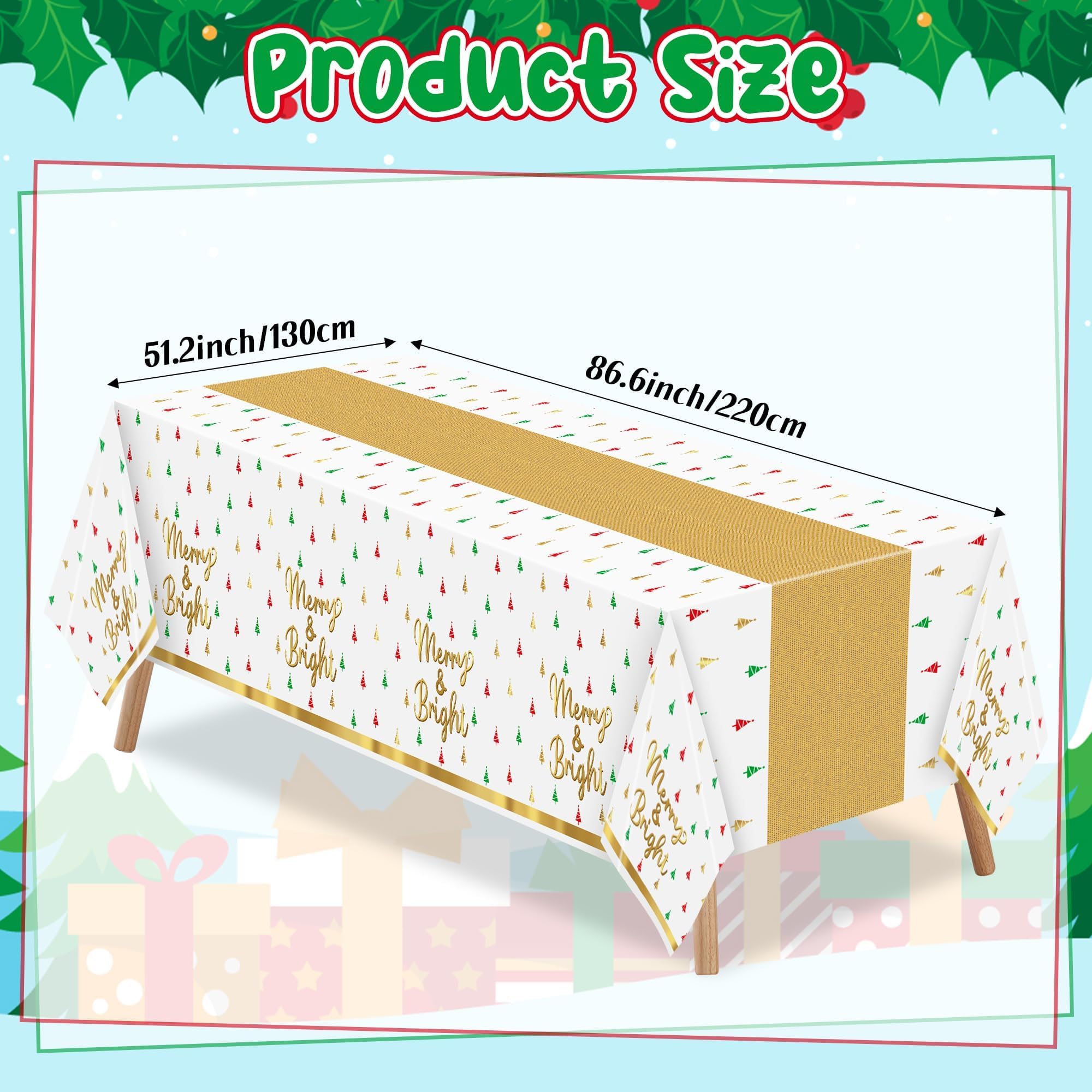 Mantel BkeeCten con borde dorado, diseño navideño elegante