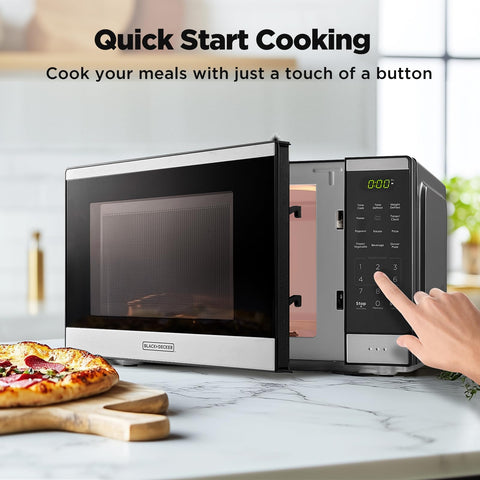 BLACK+DECKER microondas con seis menús automáticos para comidas rápidas