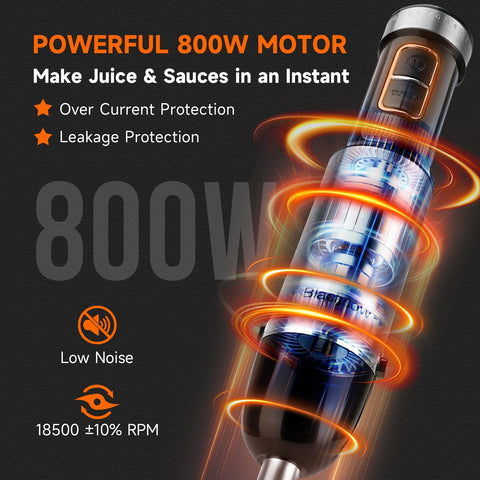 Blackcow mezclar inmersión 800W mango y cabezal manejo cómodo para batidos