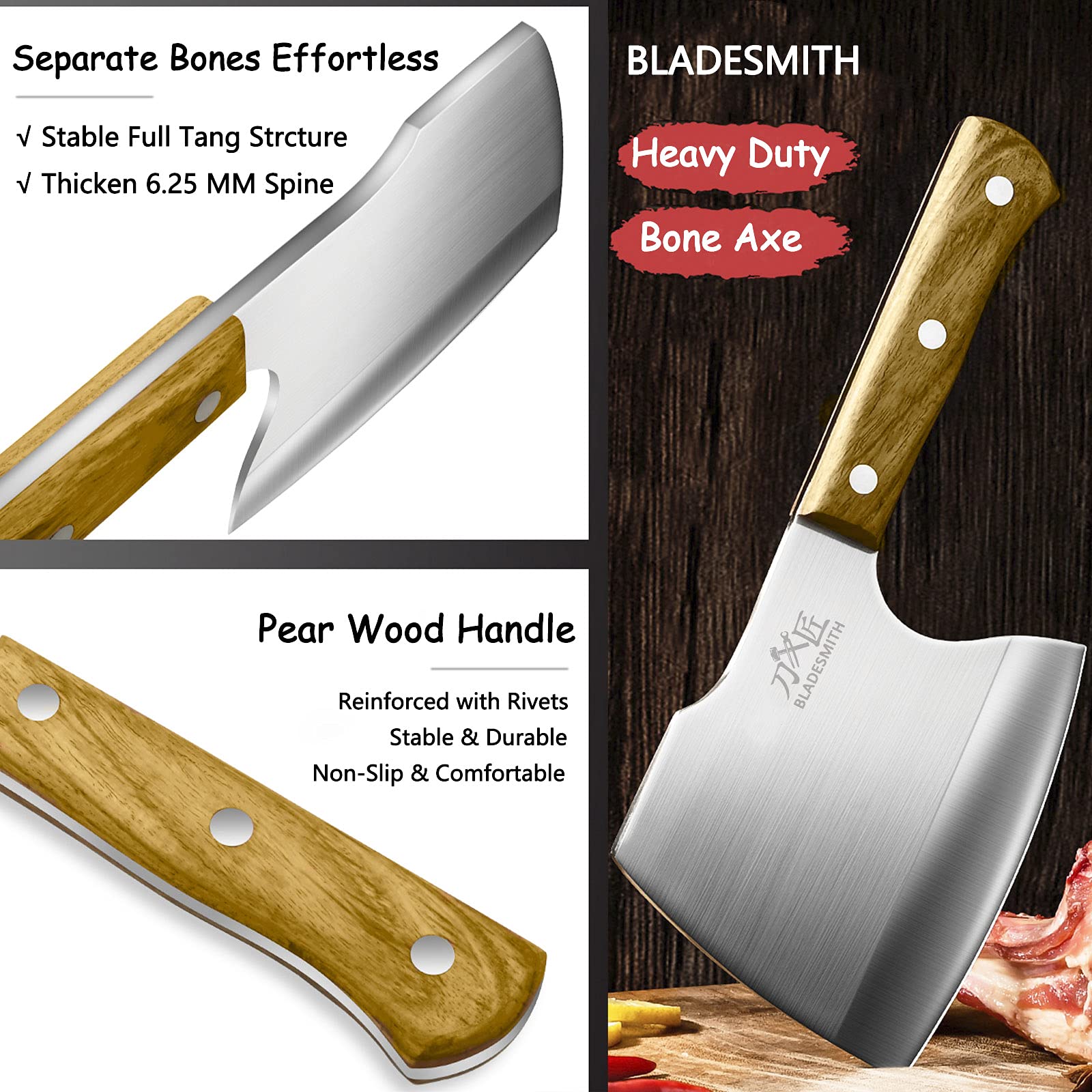 BLADESMITH diseño tipo hacha para desmenuzar huesos con control