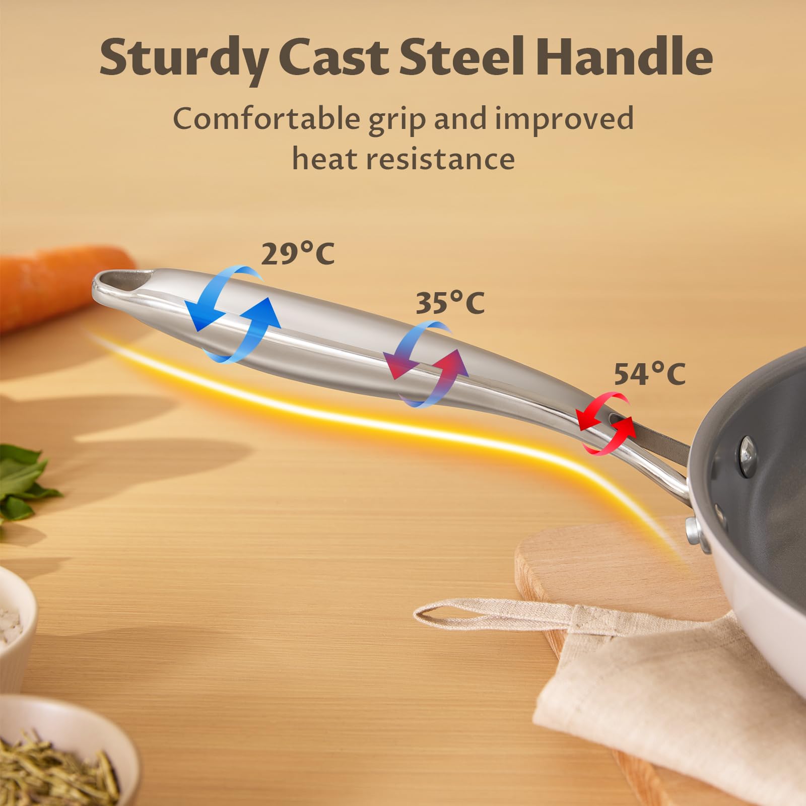 Sartén Blazant sin PTFE ni PFOA para cocinar con tranquilidad.