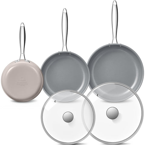 Sartén Blazant 8-10-11 pulgadas con tapa para inducción y cocción uniforme.