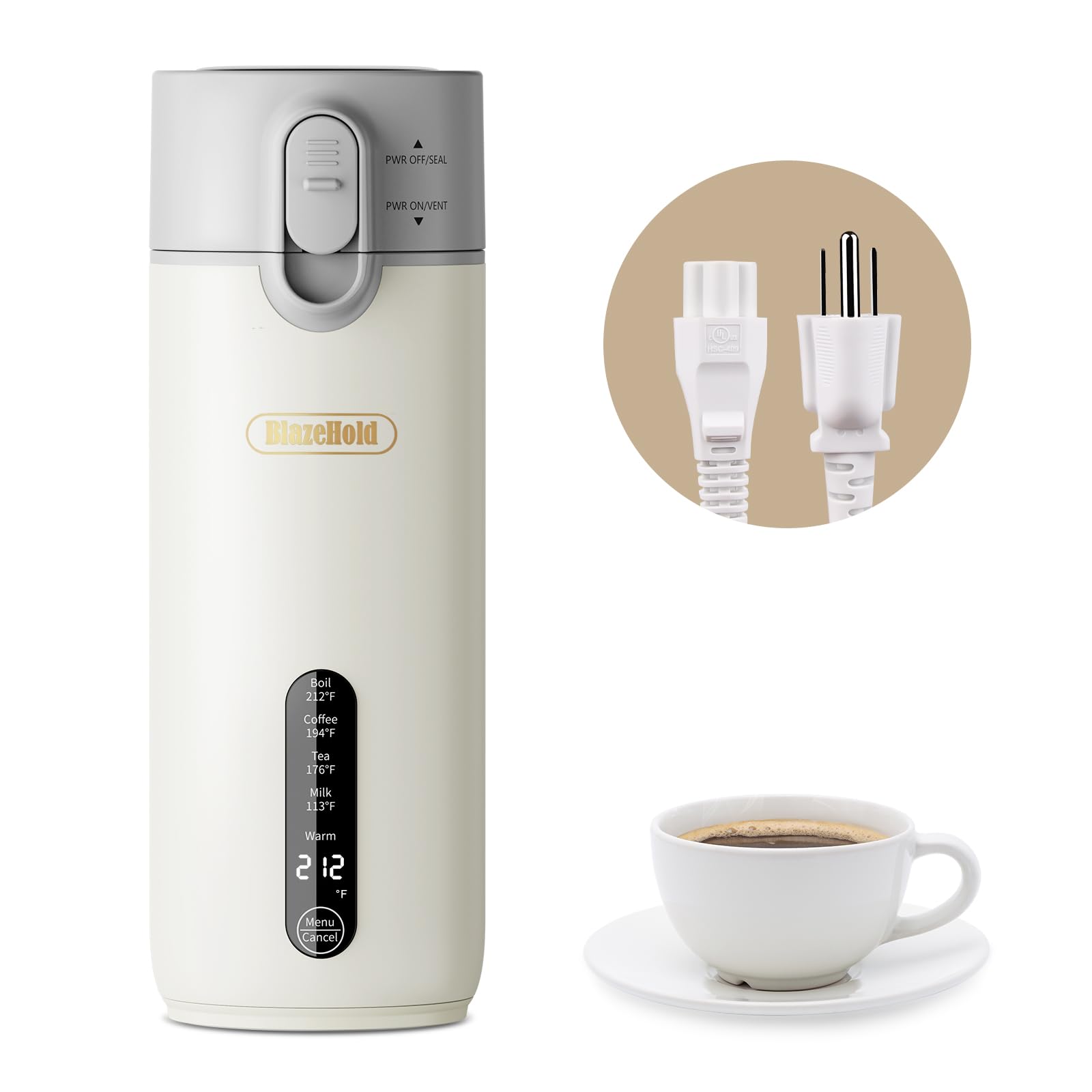 BlazeHold hervidor portátil compacto, calentamiento rápido para 400 ml de agua.