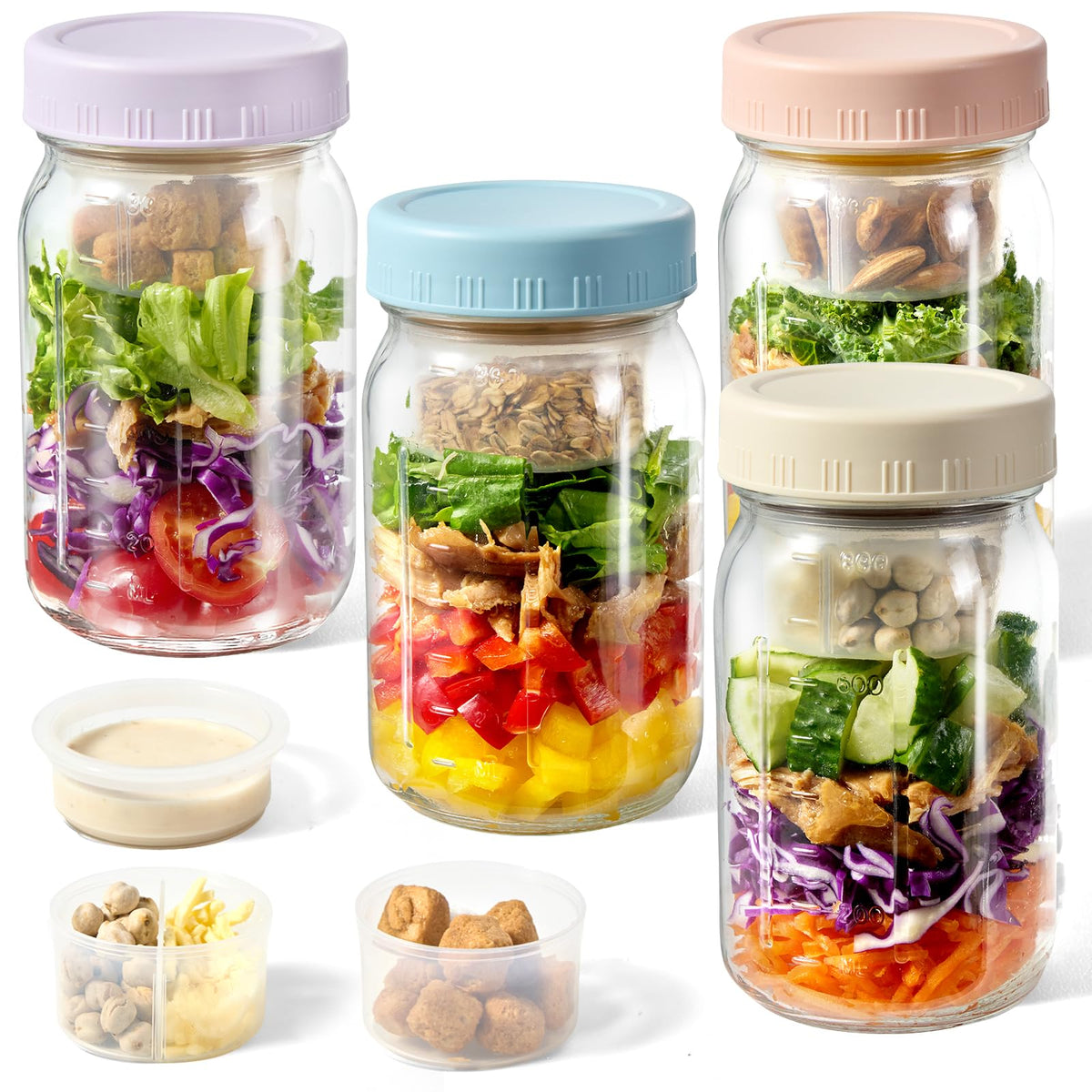 Tarro de ensalada de vidrio BLAZPATH 32 oz para almuerzos frescos.