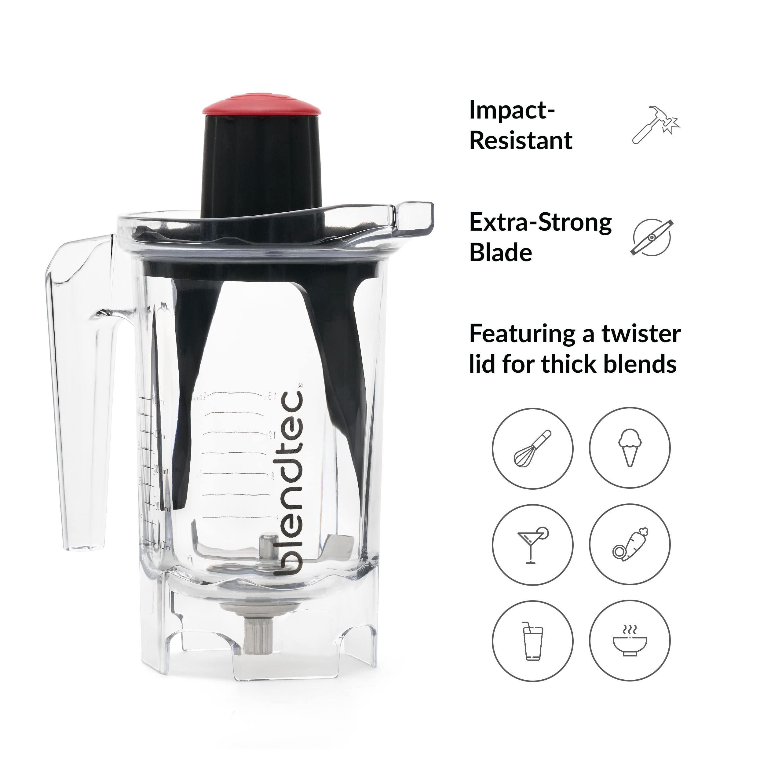 Blendtec cuchilla vertical única para una mezcla eficiente.