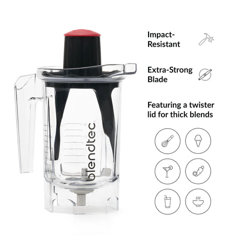 Blendtec cuchilla vertical única para una mezcla eficiente.