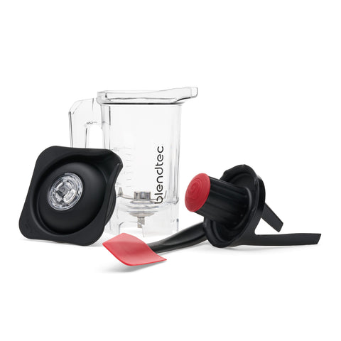 Blendtec tarro Twister con enfoque en el acceso fácil para mezclar mantequillas de nuez.