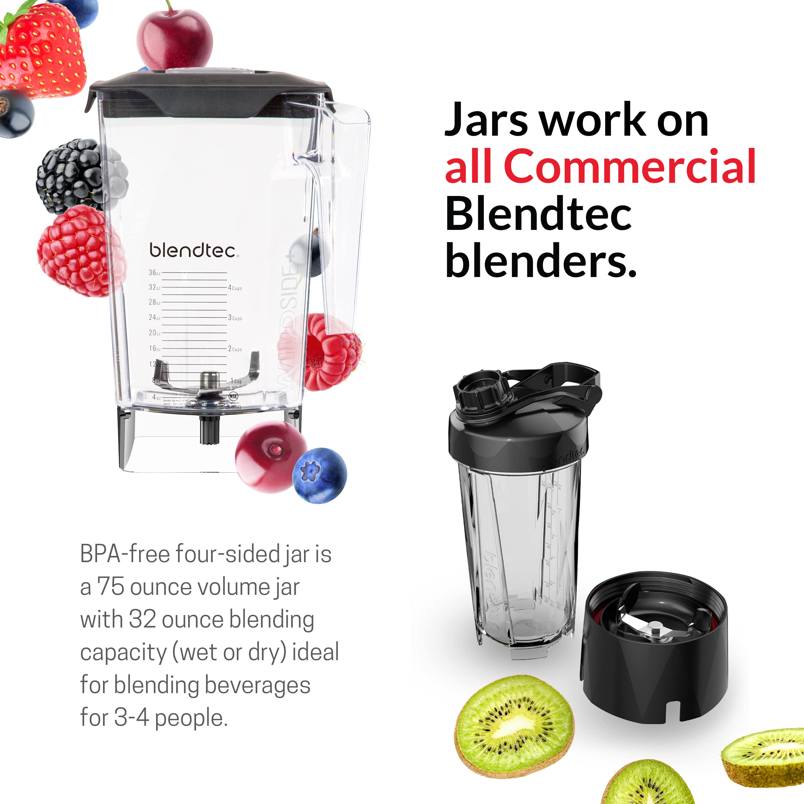 Licuadora Blendtec Total Classic Original con 6 programas preconfigurados para smoothies, salsas y sopas.