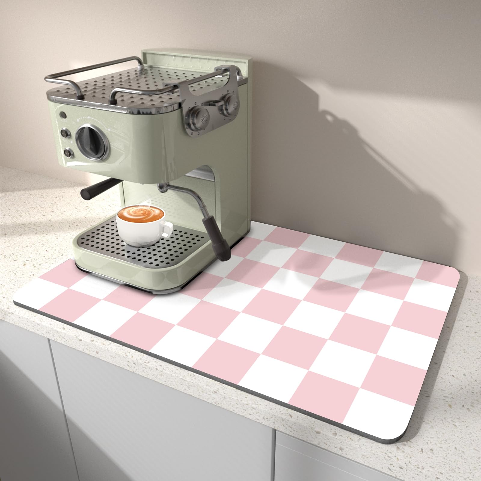 BLESWIN tapete secado para cocina en barra de café, rosa y blanco, protege superficies.