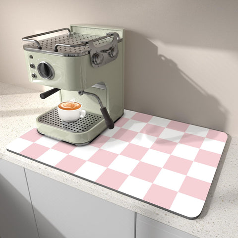 BLESWIN tapete secado para cocina en barra de café, rosa y blanco, protege superficies.