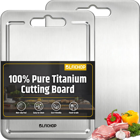 Tabla Blfichop de titanio con surco para jugos, ideal para carne y vegetales